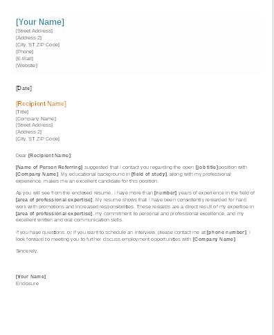Photography cover letter example