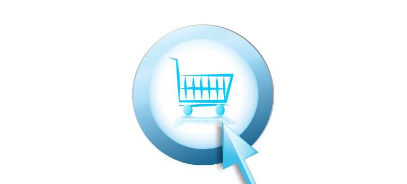 button with shopping cart and an arrow to click