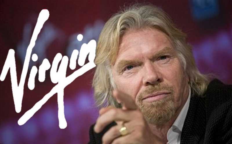 richard branson, with a purple backgroung with 