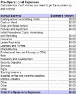 Simple Startup cost template