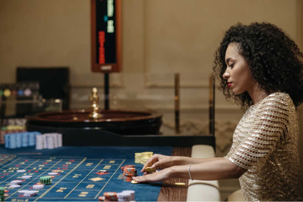 African American woman at gambling table