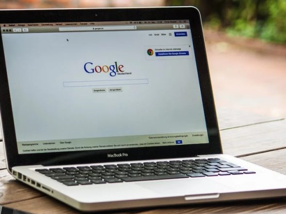 laptop showing google search bar